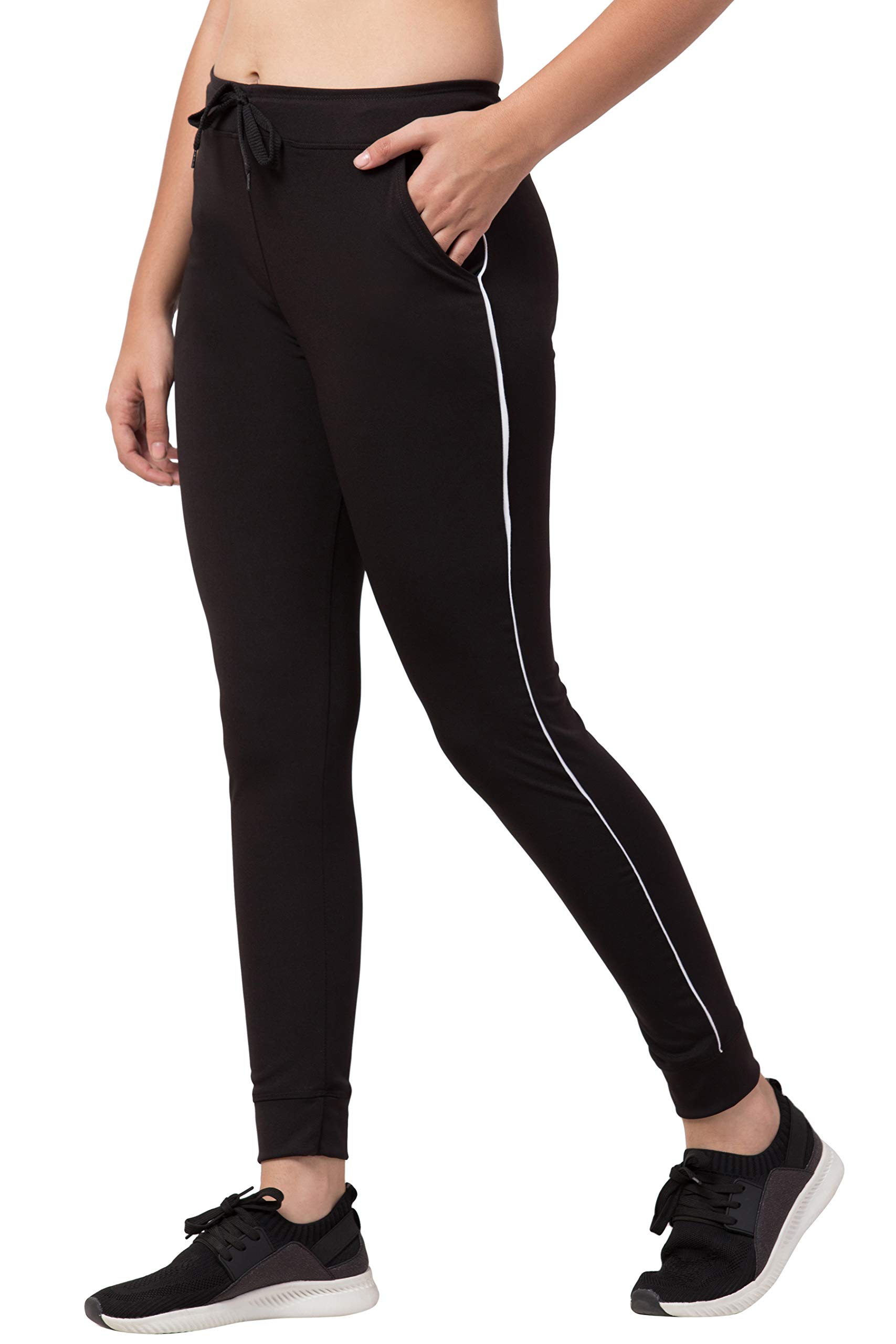 bluecon Women's Polyester Solid Slim Fit Sports Active Track Pant/Lower/Yoga Pant for Women/Girls Gym Wear- Black-picture-27