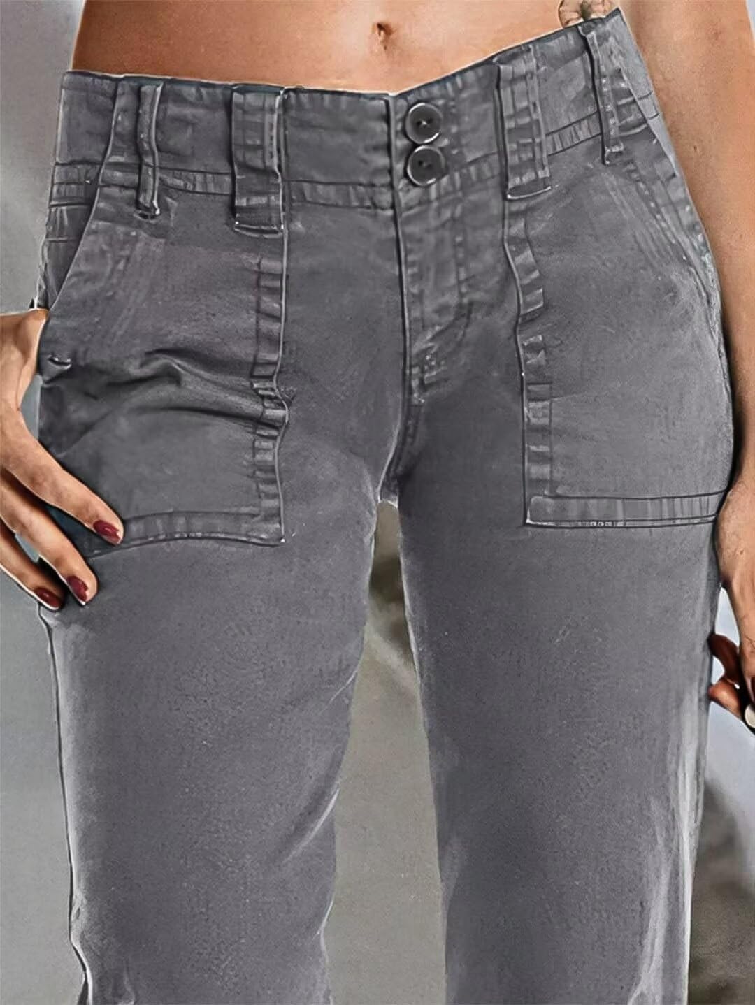 Flamingals Women's Wide Leg Cargo Pants Mid Waist Straight Leg Business Casual Work Dress Pants - Image 4