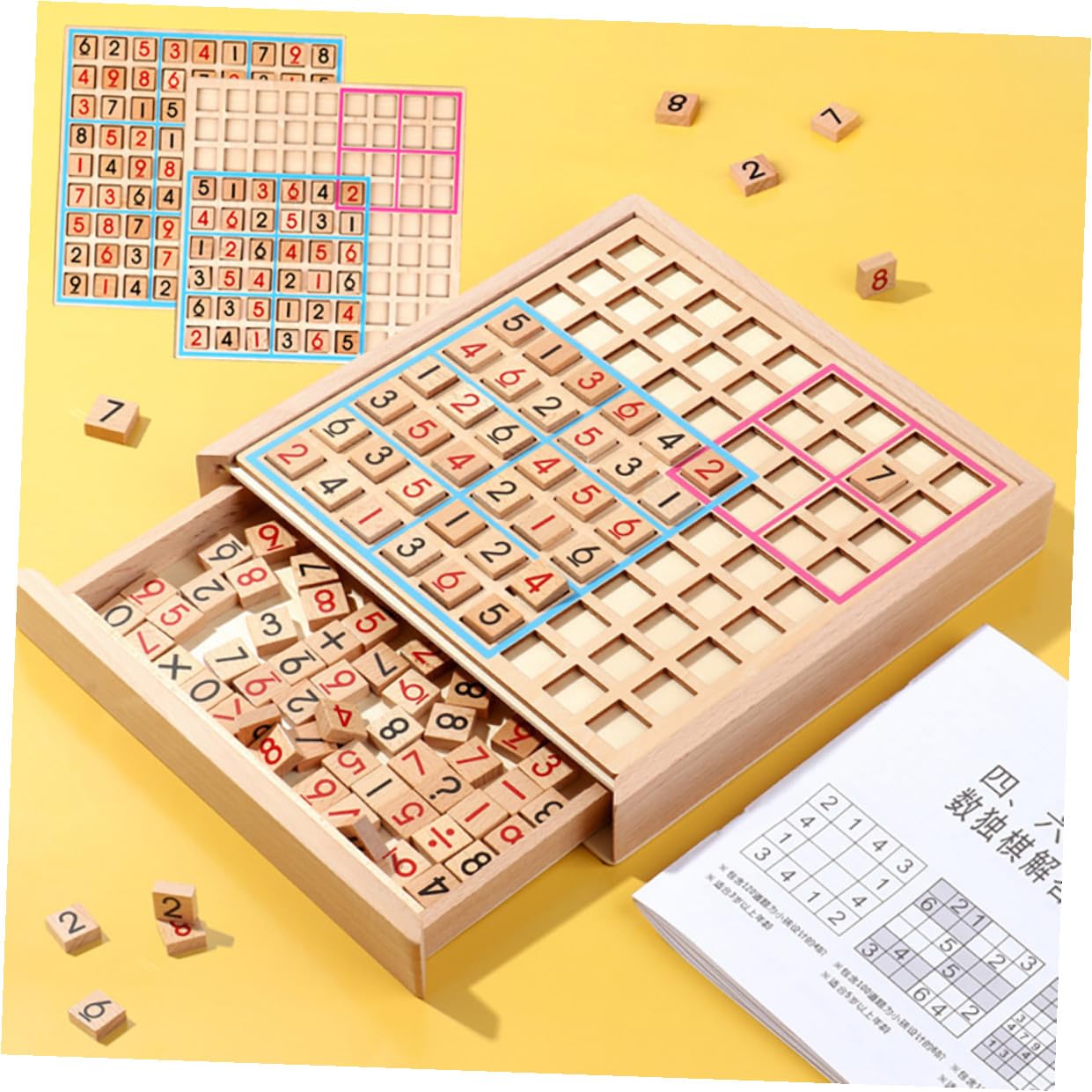 Juego de Mesa Sudoku de Madera, Juguete Educativo de Aritmética Tablero de 9 Casillas, Material Didáctico Seguro y Desarrollo Cognitivo, Adecuado para Aprendizaje Temprano