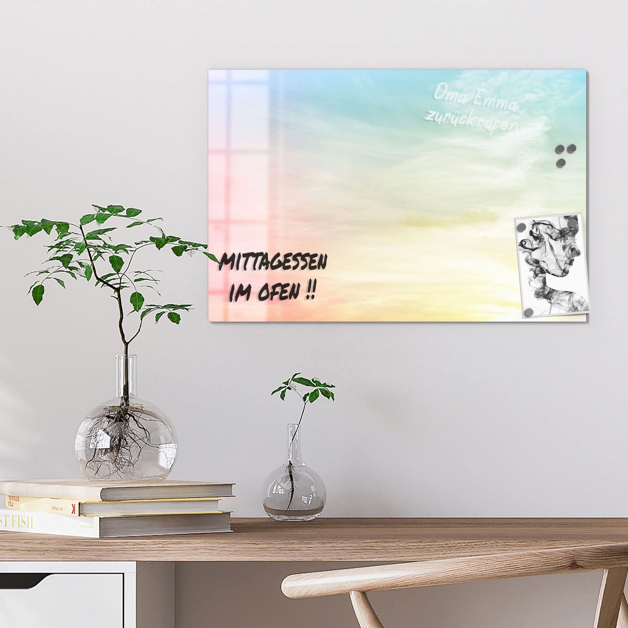 DEQORI Glazen magneetbord | 60x40 cm groot | effen