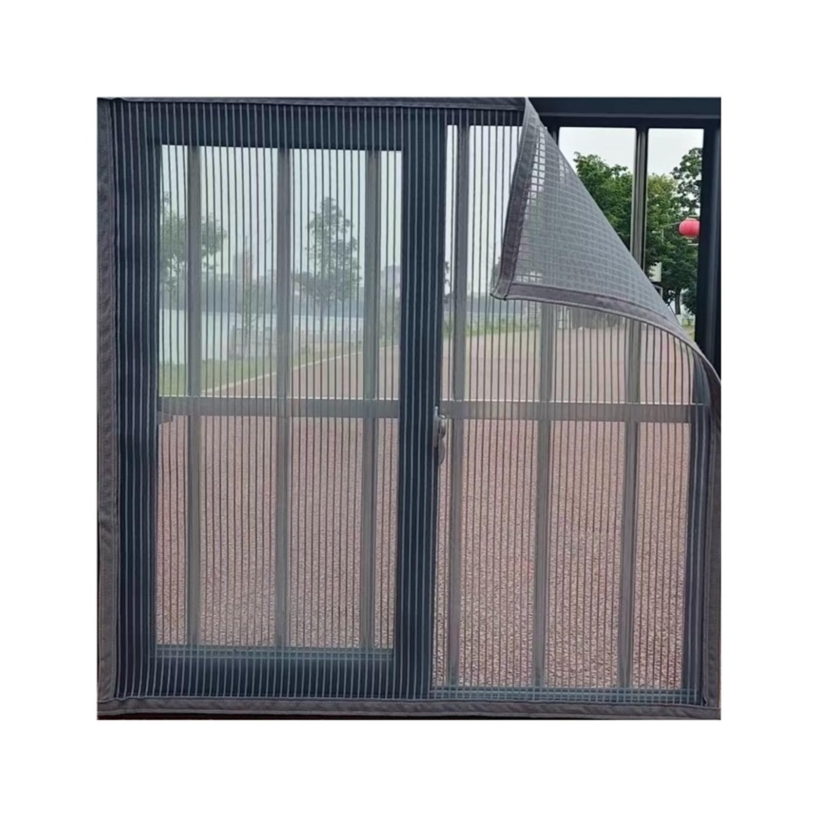 1pc The Entire Mesh Diamond Dust and Mosquito Screen Window(Grey-Width 90cm,Height190cm)