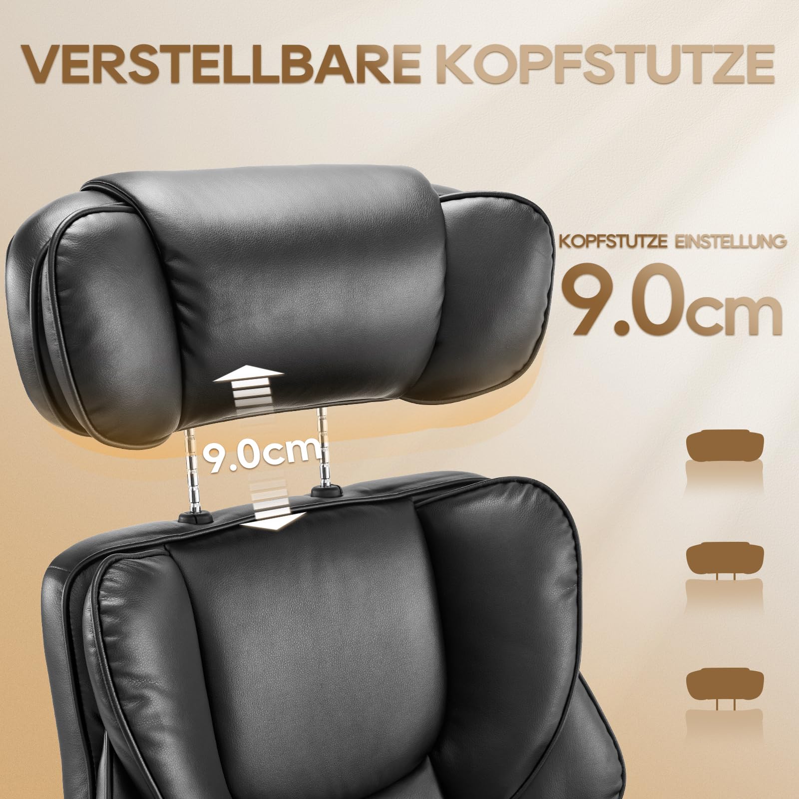 Colamy Bürostuhl Leder mit Fußstütze – Bild 3