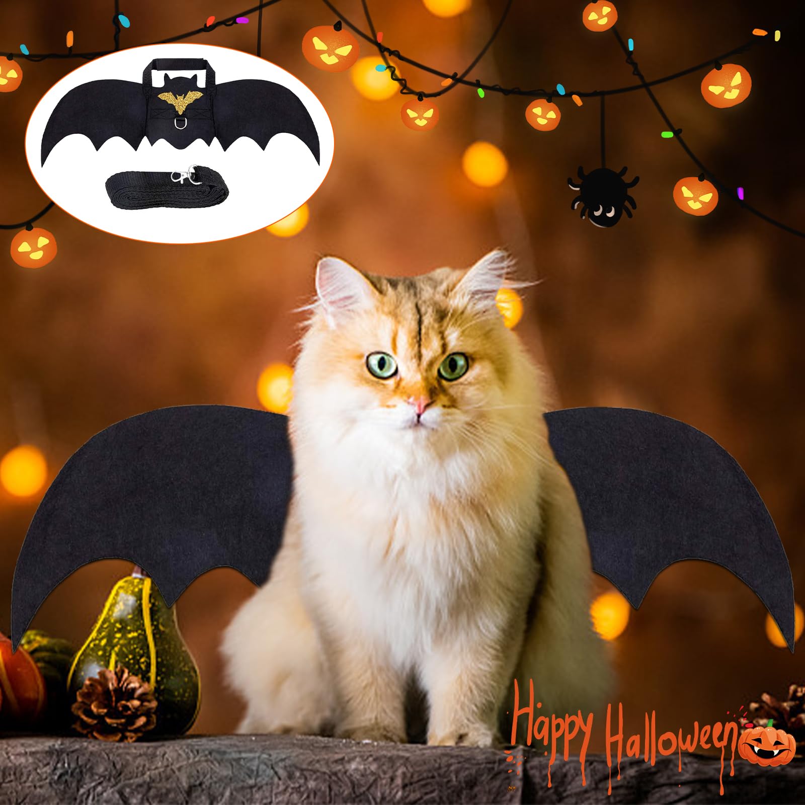 Costume Halloween Per Cane Con Ali Di Pipistrello - Waldspring, Feltro Leggero, Regolabile Con Velcro