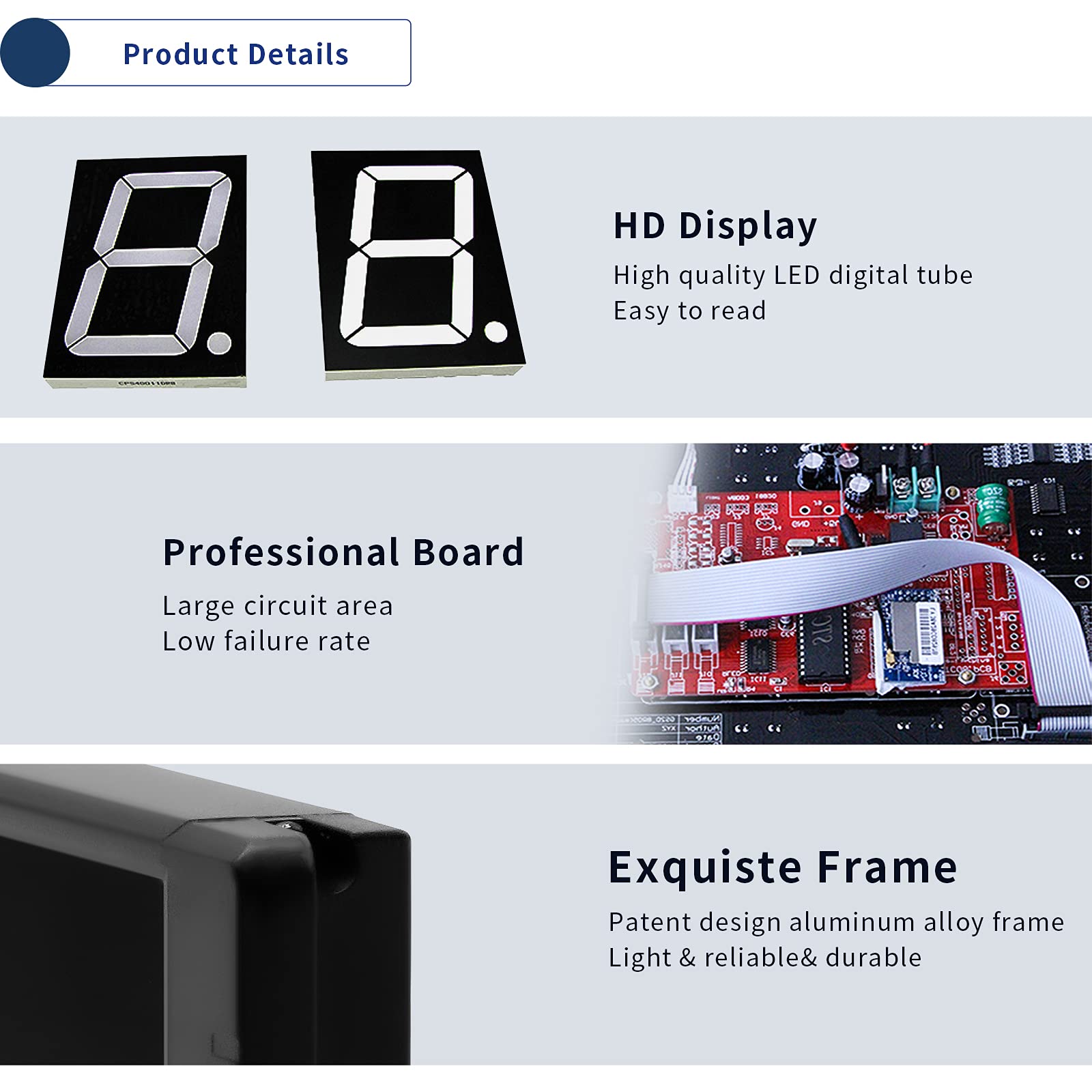 GAN XIN Multifunctional 1'' High 6 Digits LED Wall Clock, with