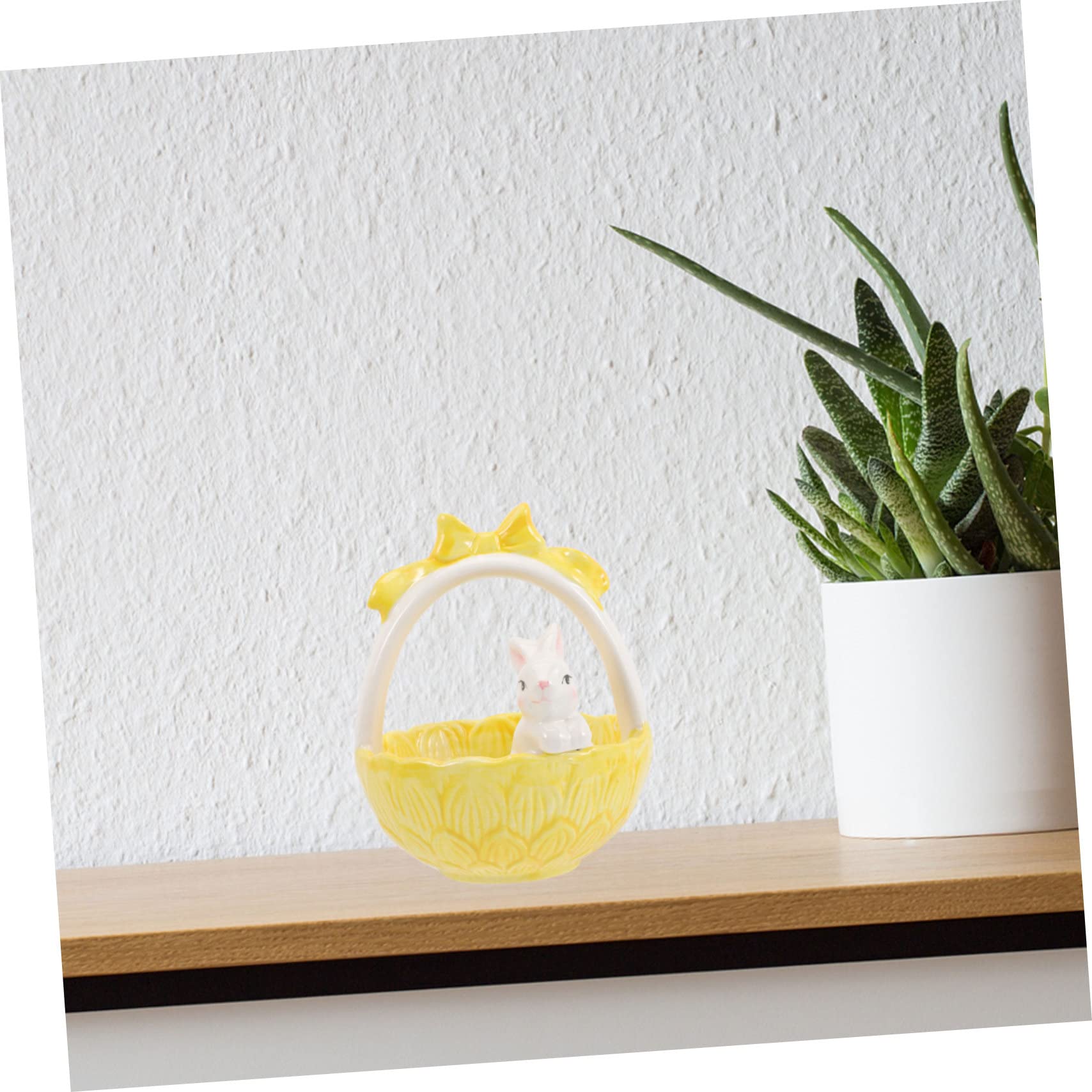 ULTECHNOVO Coniglietto in Ceramica Bomboniera Piccolo Decorazione Pasquale Ornamento da Tavolo 12,5x12,5x15 Cm per Feste di Pasqua e Ragazzo Ragazza e Decorazione per Casa