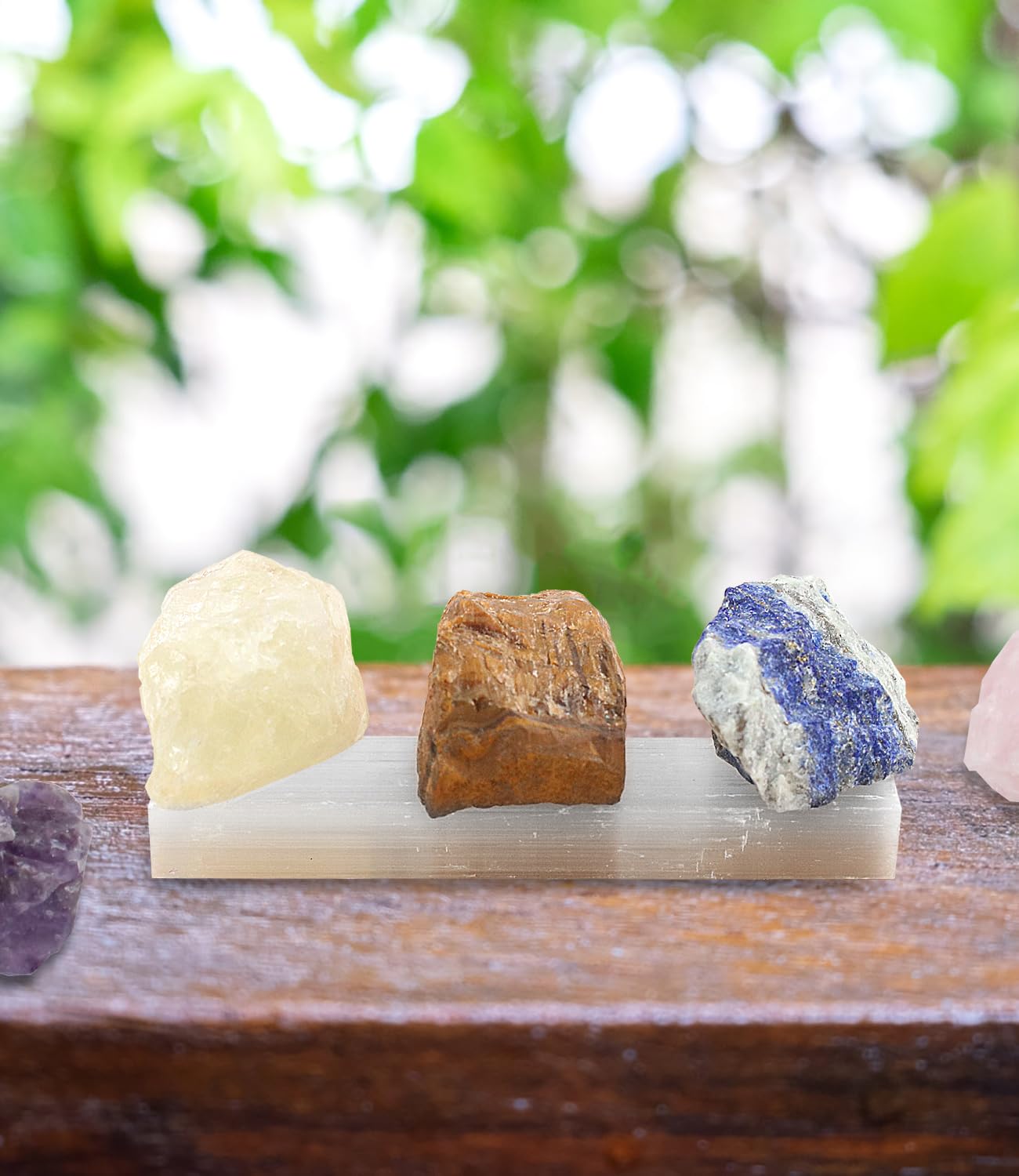 7 cristales de chakras y piedras curativas con placa de carga de selenita y folleto guía para principiantes, colección, meditación, yoga