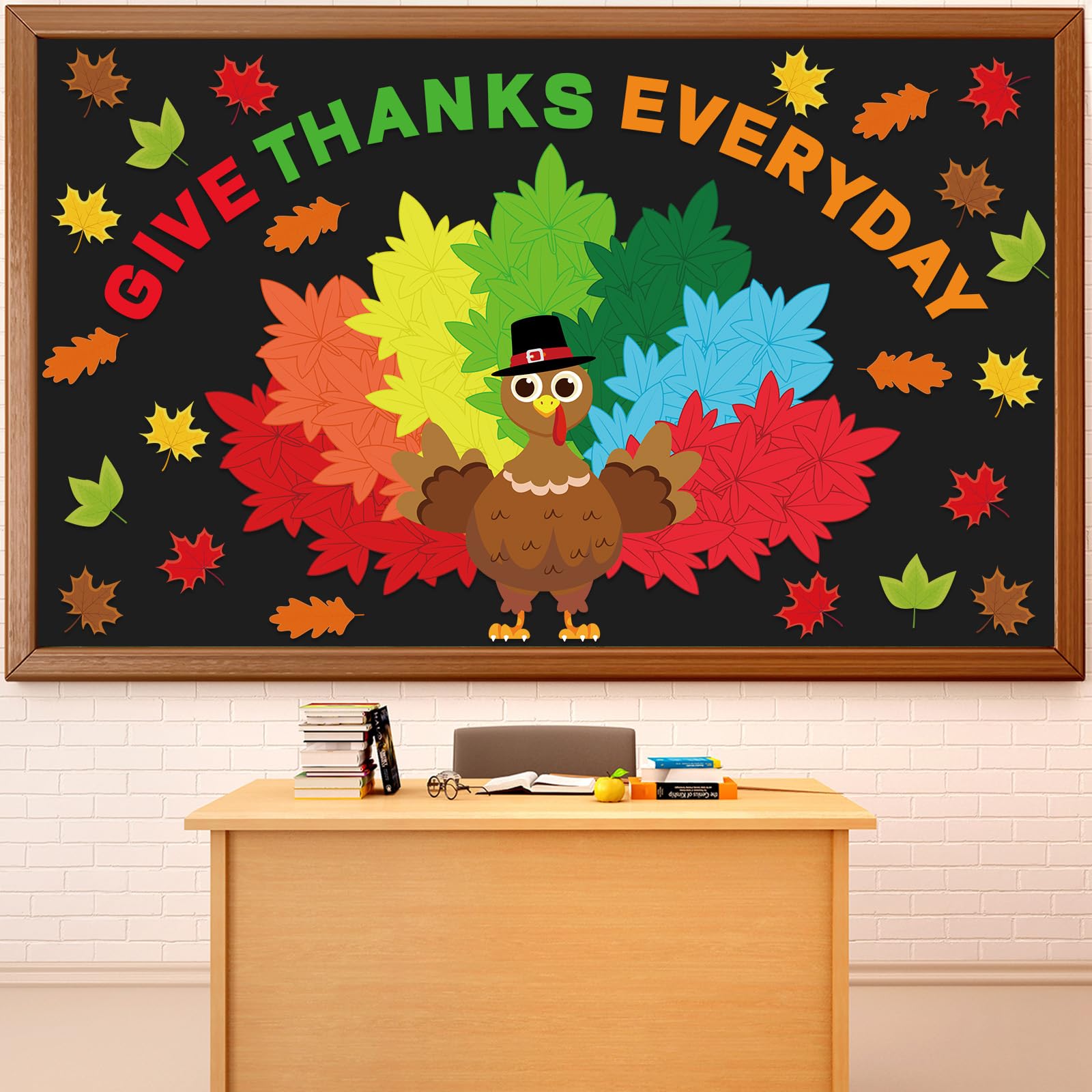 Thanksgiving Turkey Bulletin Board Set Thanksgiving Classroom Decoration Large Fall Turkey Maple Leaf Bulletin Board Give Thanks Everyday Colorful Cutouts for Home School Chalkboard Wall Decor