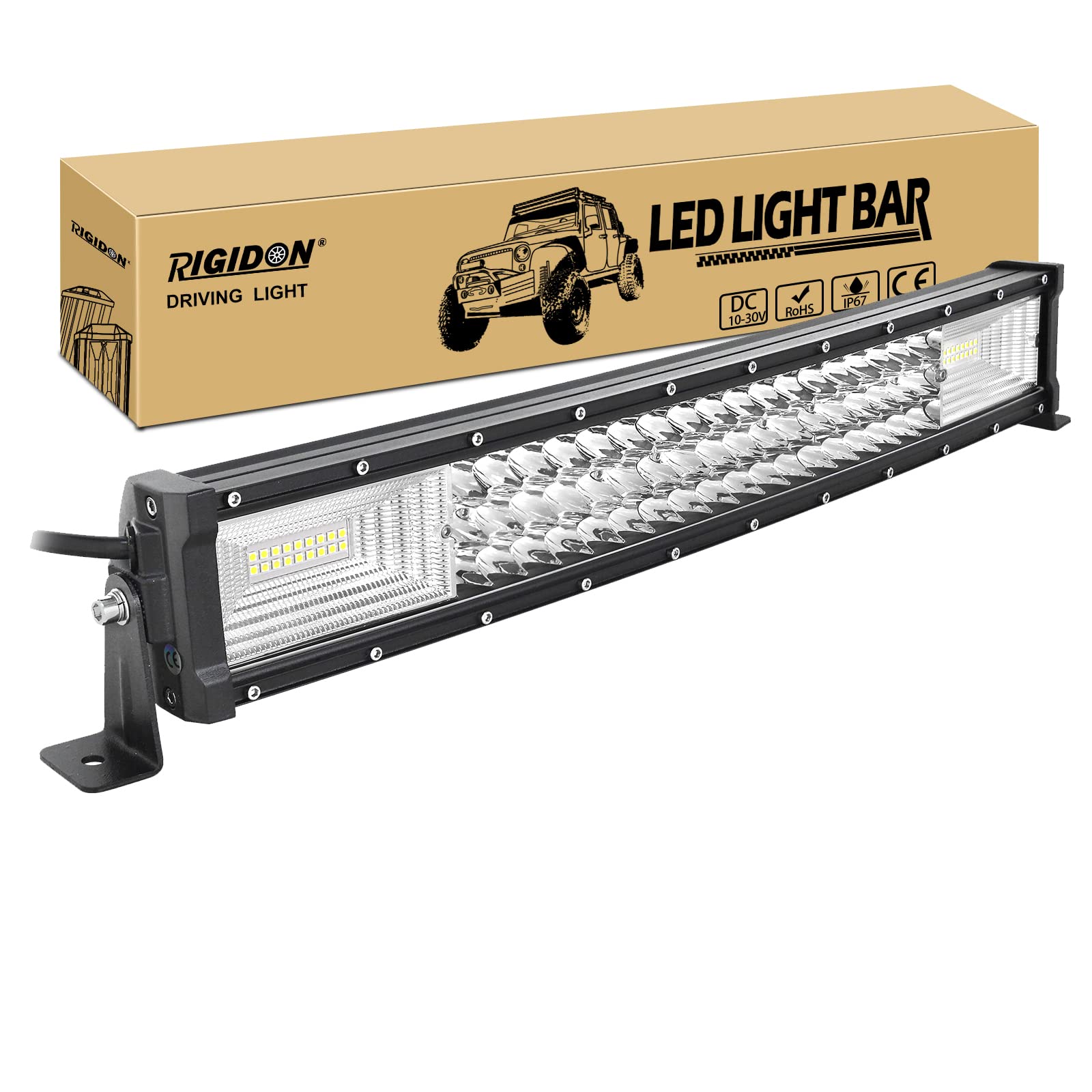 RIGIDON 22 cale 55 cm 270W slim zakrzywiona listwa led 4x4, 12V 24V 6000K