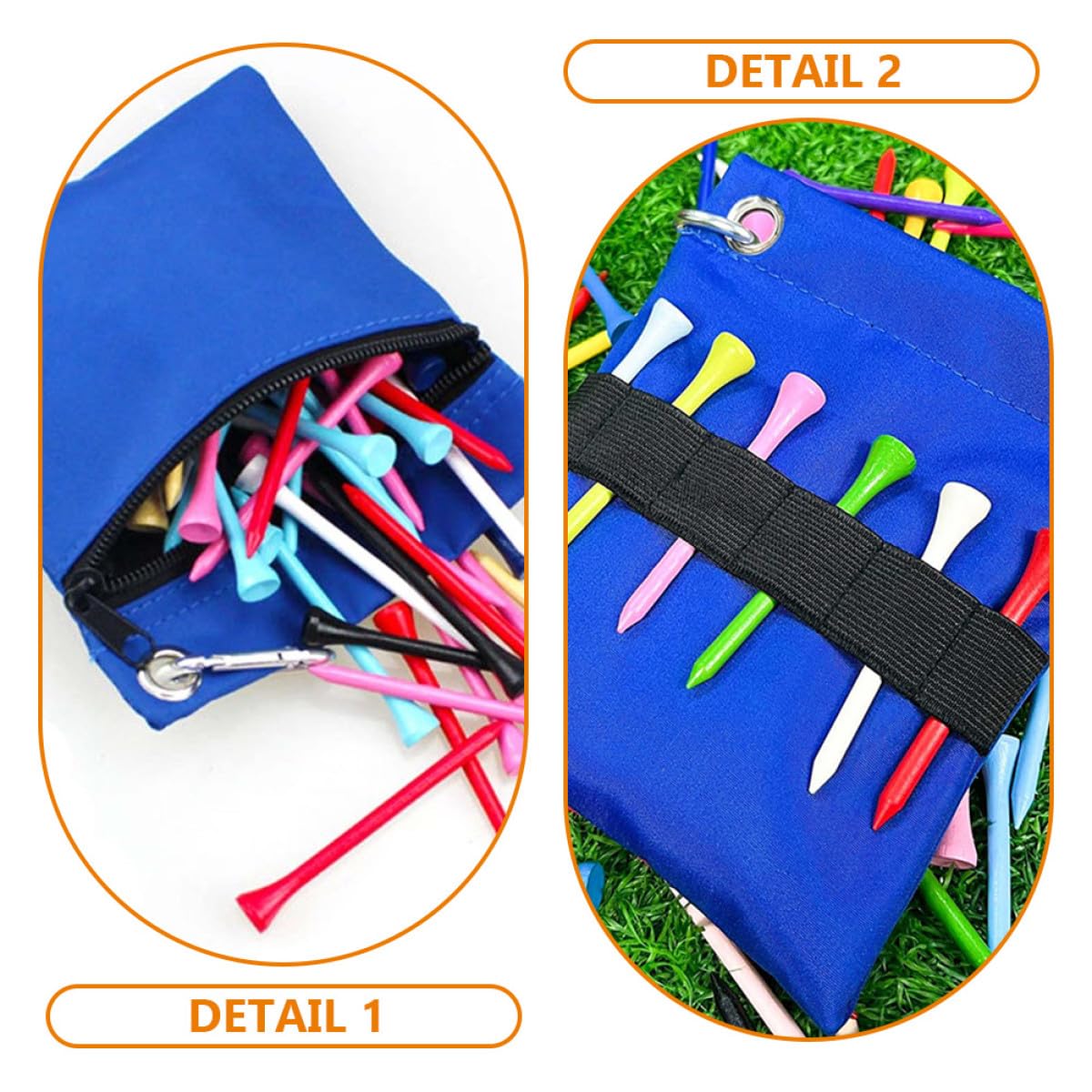 Abaodam Golf Tee Tasche aus Nylon Leichte Golfballtasche mit Gürtelclip Atmungsaktive und Strapazierfähige Golf Teetasche für Unterwegs