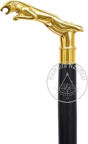 Miniatura 2 de Humaira Nautical Bastones vintage de madera de latón Jaguar de diseño victoriano con mango único