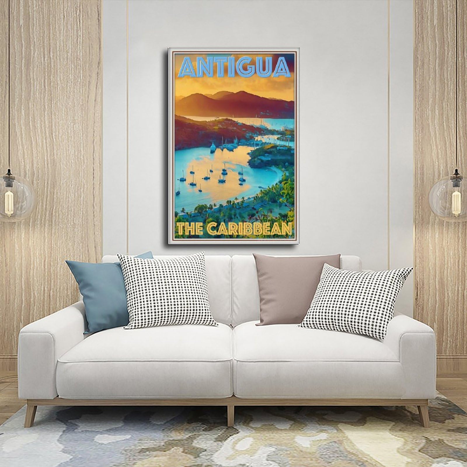 NEOHI Retro styl vintage plakat podróżny Karaiby Antigua wakacje płótno sztuka ścienna plakaty i wydruki pokój estetyczna sypialnia biuro dekoracja 24 x 36 cali (60 x 90 cm)