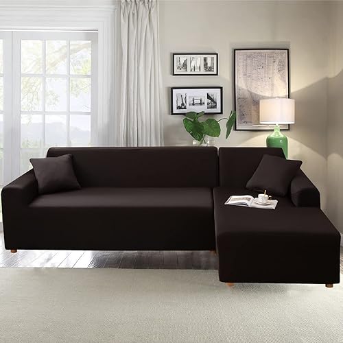 Miniatura 7 de Fundas de sofá modular, 2 fundas elásticas para sofá en forma de L, diván, muebles, funda protectora para niños, perros, mascotas con 2 fundas de