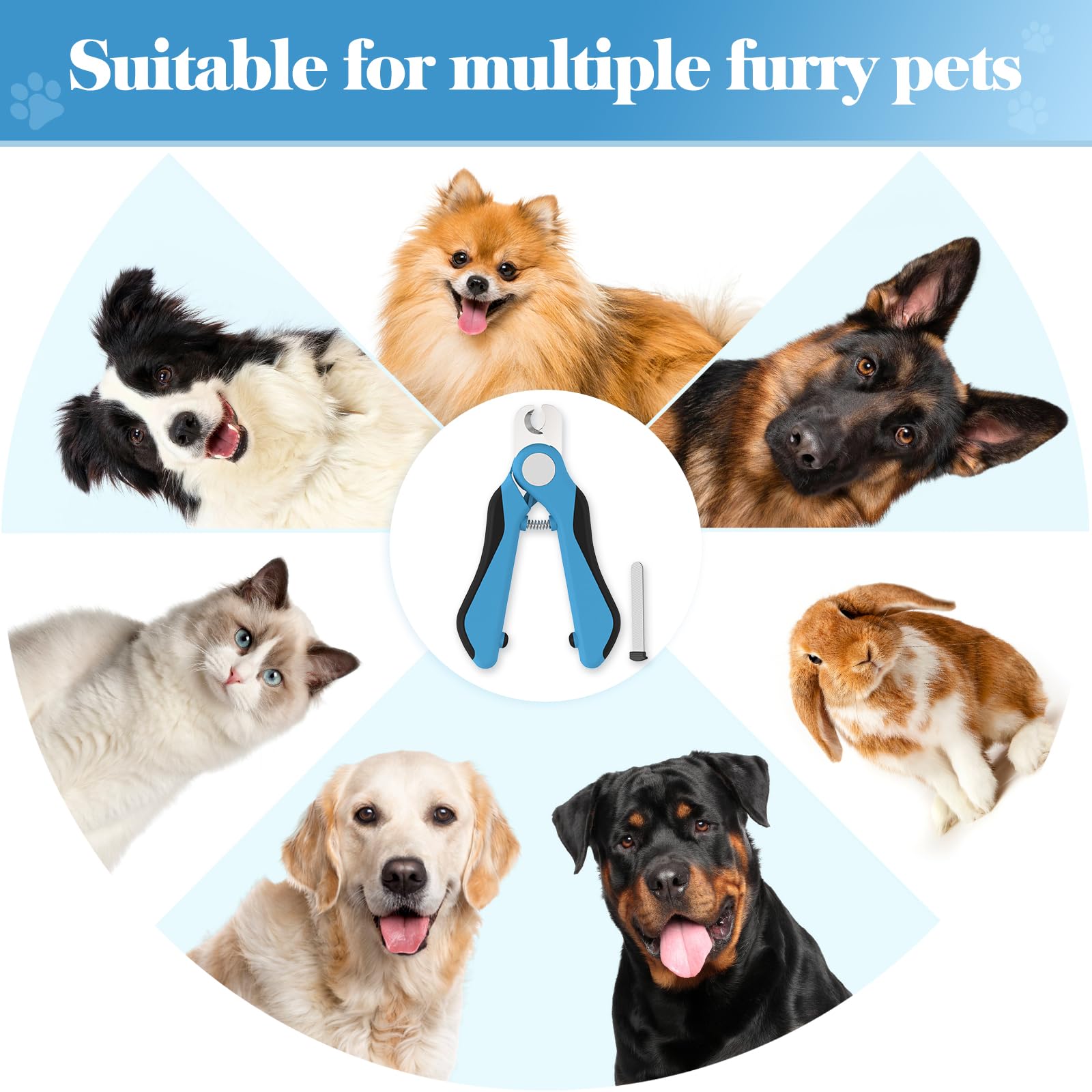 Swihauk Heavy Duty Dog Nail Clippers and Trimmers, Professional Pet Nail Clippers with Nail File for Dogs Cats Small Animal, Claw Clippers with Safety Guard to Prevent Over-Cutting, Blue - image 8