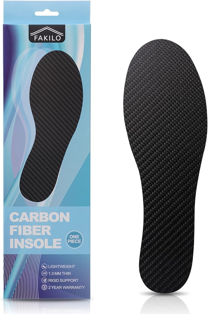 Carbon Fiber Insole 1 Piece, FAKILO Carbon Fiber Insoles Shoes Insert for Women Men, Rigid