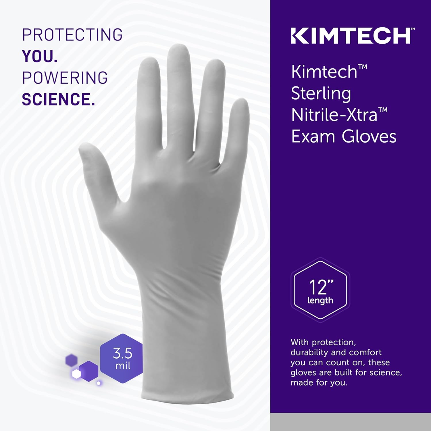 Kimtech™ Sterling Nitrile-Xtra™ Exam Gloves (53138), 3.5 Mil, 12”, Ambidextrous, Small, 100 Gloves/Box