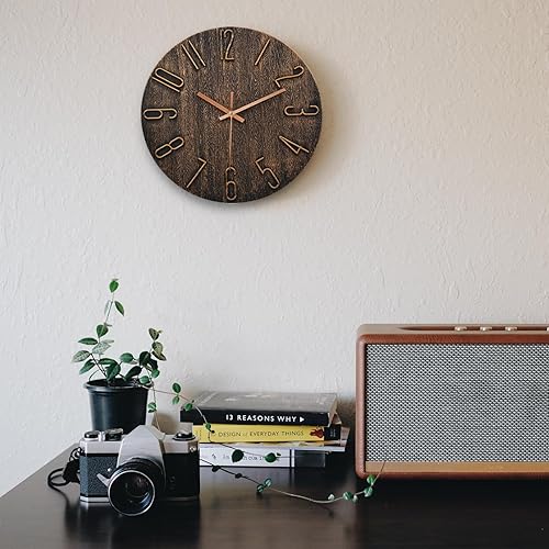 Miniatura 8 de Reloj de pared, reloj silencioso, funciona con pilas, reloj de pared moderno de 12 pulgadas, adecuado para oficinas, salas de estar, cocinas,