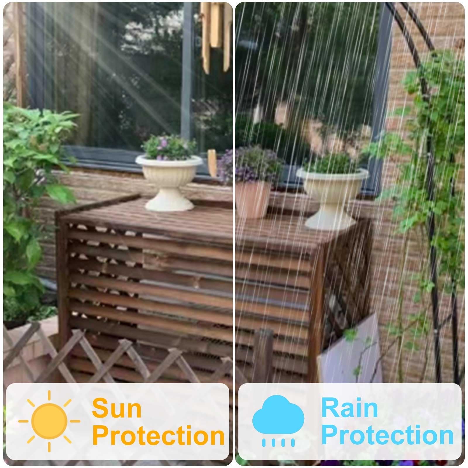 Funda de madera para aire acondicionado exterior, diseño sin excavación, soporte para macetas, 4 paneles, marrón, 80 x 32 x 70 cm, protector de jardín resistente a la intemperie