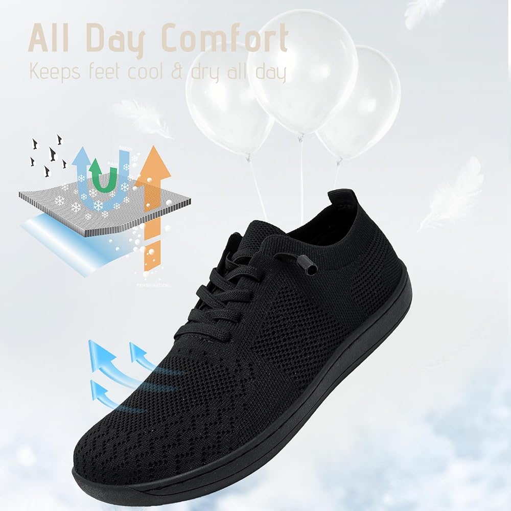 Barefoot Shoes Women Wide Slip-On Barefoot Running Tennis Walking Sneakers Minimalist Breathable Shoes Zero Drop Sole for Workout Gym Travel