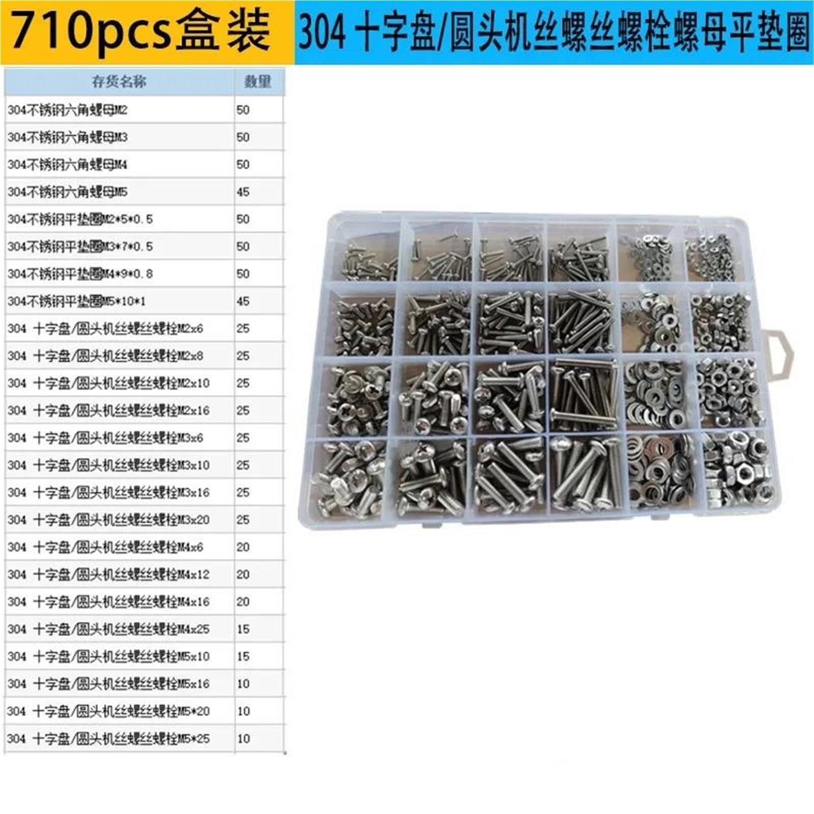 Tuercas y Tornillos Kit surtido de tuercas y pernos 710 piezas