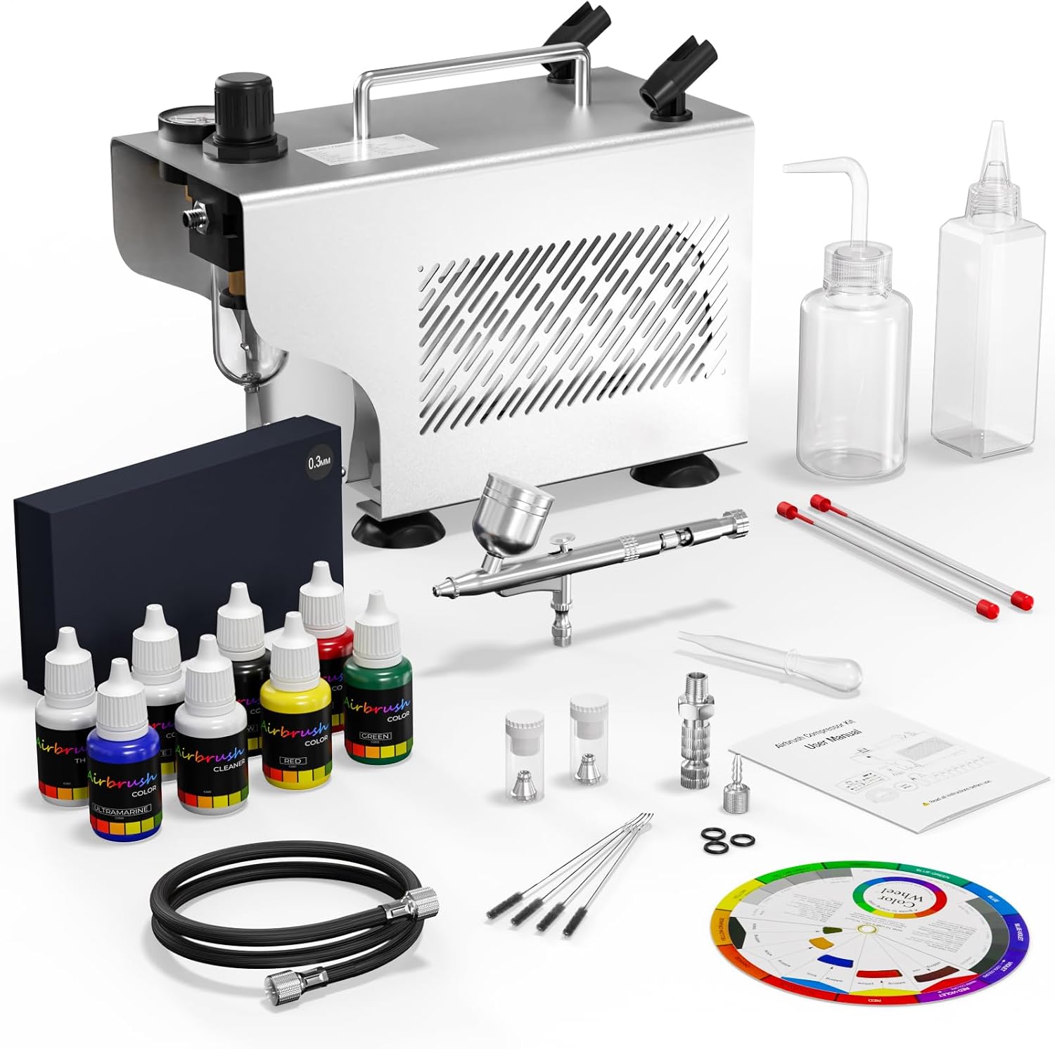 Airbrush Kit with Compressor, Dual Action Air Brush Set for Model Painting