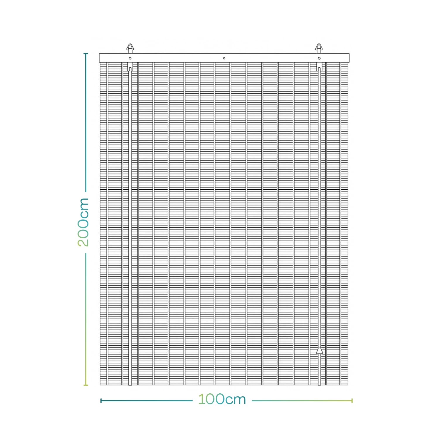 Virsus 1 Tapparella a rullo in Bambù Avvolgibile 6913, Tenda da sole in bamboo naturale colore Legno chiaro, arrotolamento carrucola per porte finestre Interni ed Esterni Varie Dimensioni (100x200 cm)
