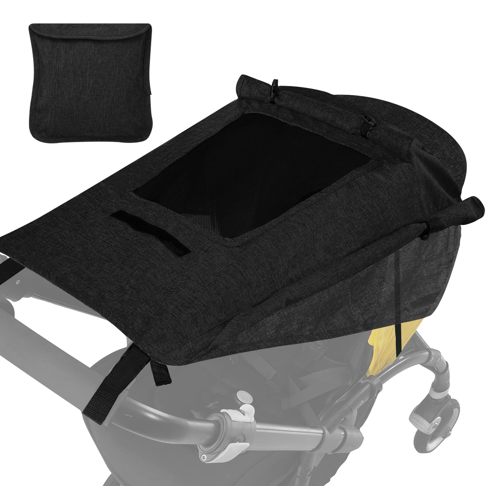 WD&CD Pram Sunshade Sun Cover with Viewing Window for Strollers Pushchairs UV Protection Water Resistant Easy to Install (Black) — view 2