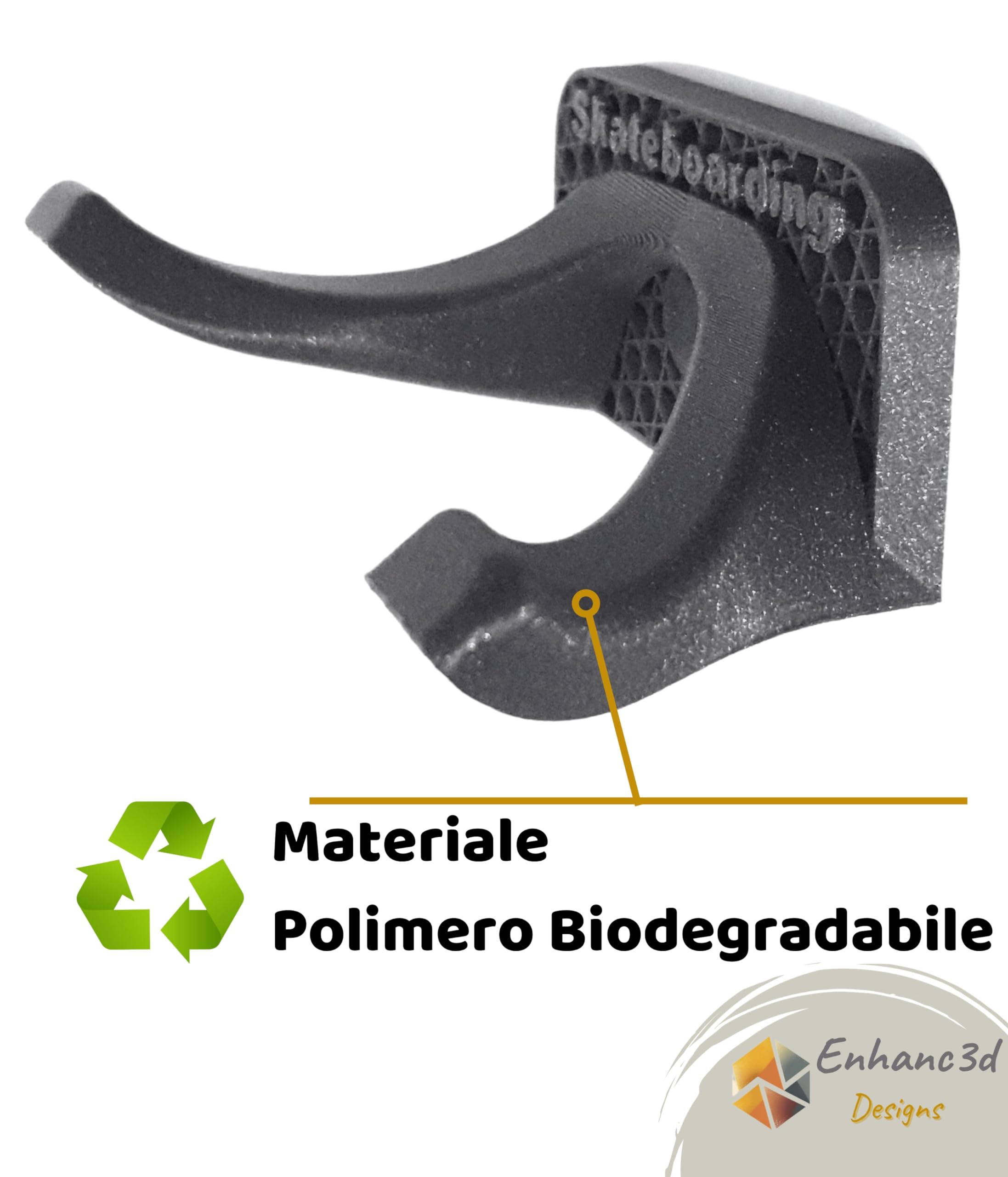 Supporto da parete per skate dal design moderno, per appendere skate, skateboard o longboard (1 unità).