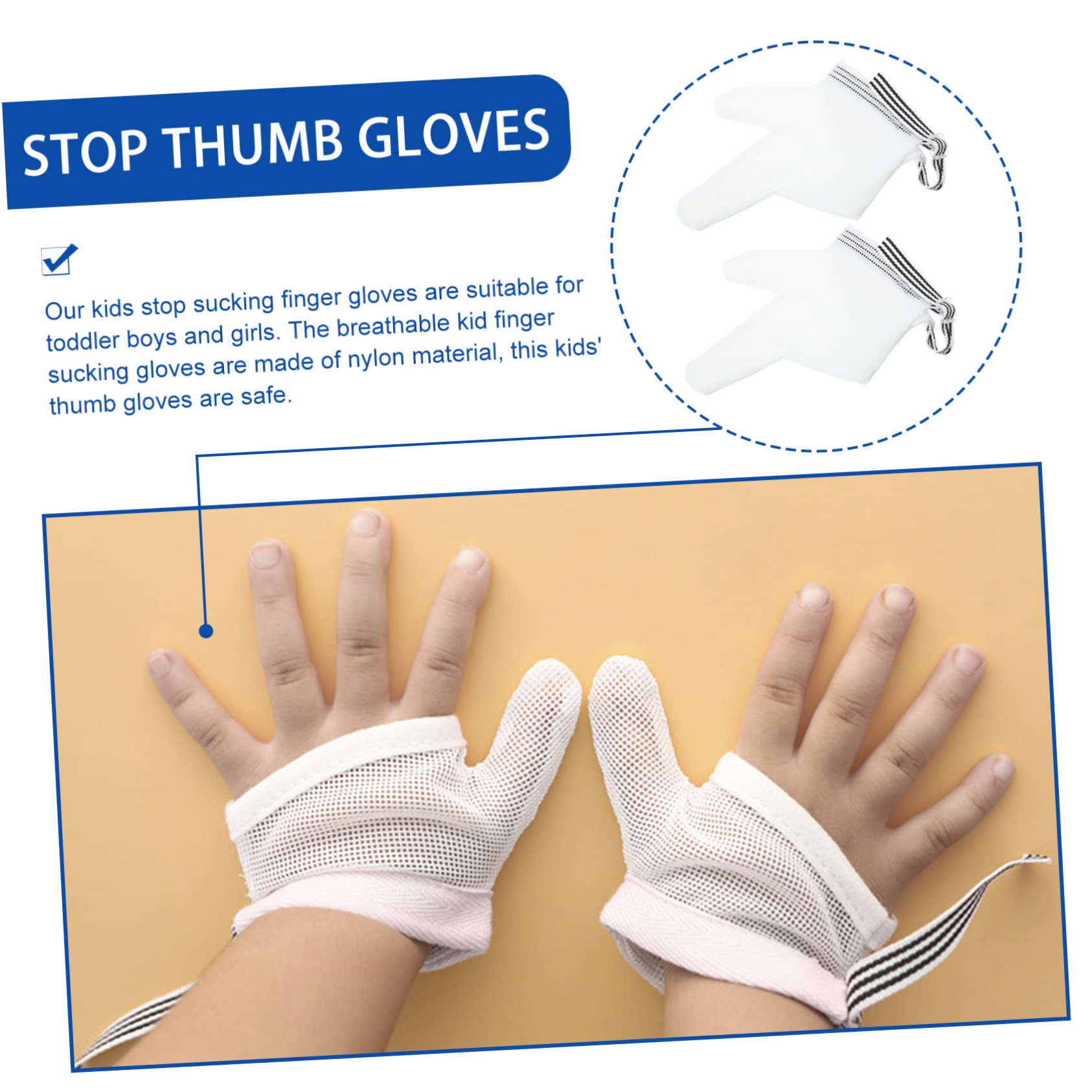 1 Pair Anti-Eating Gloves The Mitten Mittens Gloves for Stop Gloves Stop Thumb Thumb Gloves Thumb Gloves Nylon White