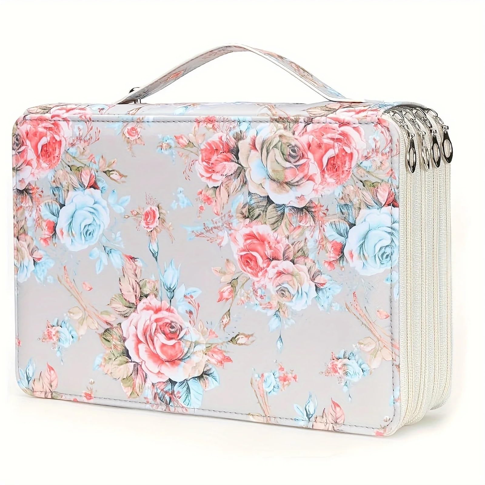 Bolsa para Guardar Bolígrafos Estuche for lápices con 200 Agujeros y Flores de Colores, Estuche for lápices Creativo, Multifuncional, de Gran Capacidad, for Estudiantes(Color-D(Empty Bag))