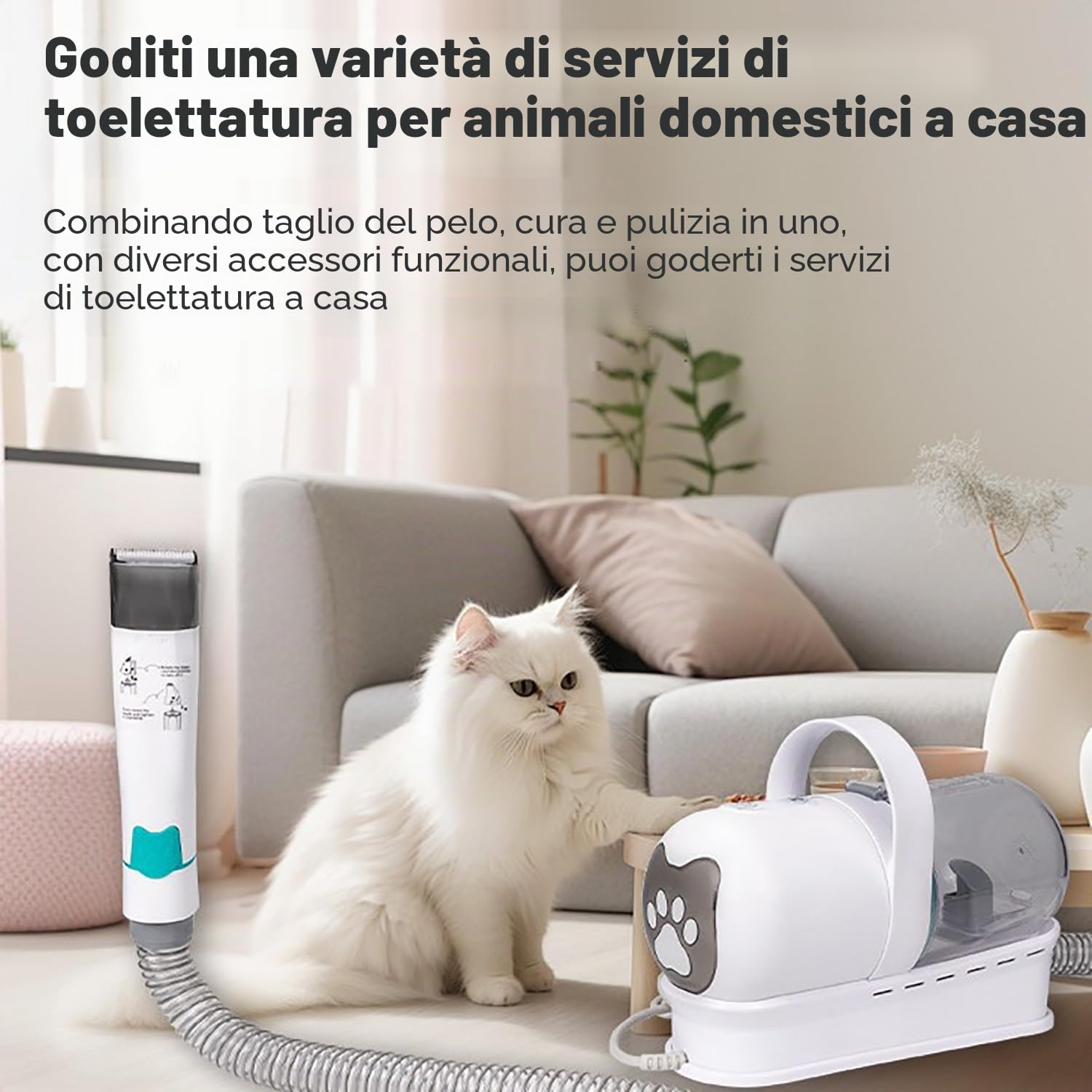 7 In 1 Aspira Peli Cane, Soffiatore Per Cani, Forte Potenza Di Aspirazione Cane Spazzola Aspirapolvere Con 13000 Pa, Ciotola Rimovibile 1l,3 Velocità Di Aspirazione, Gatto Pelo Professionale