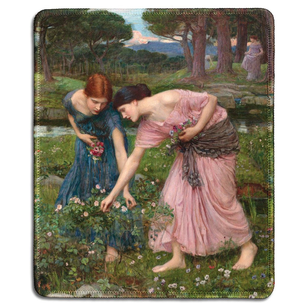 dealzEpic - Art Mousepad - Natural Rubber Mouse Pad with Famous Fine Art Painting of Gather Ye Rosebuds While Ye May by John William Waterhouse - Stitched Edges - 9.5x7.9 inches