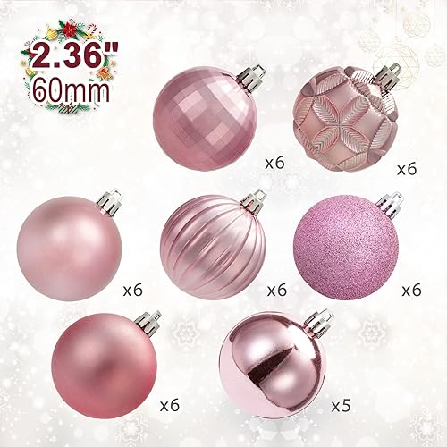 Miniatura 2 de ZHMTang - Bolas de Navidad de 41 quilates 2.36 pulgadas (60 mm, rosa)