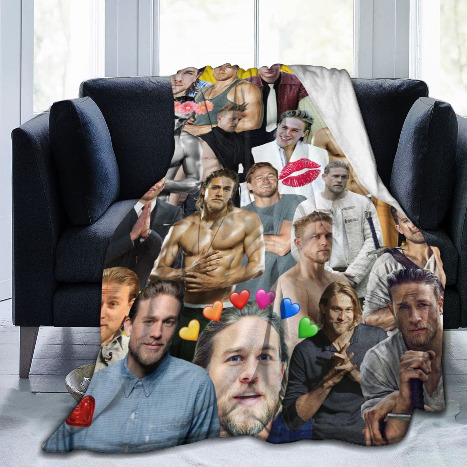 Suehome Blanket Charlie Hunnam Soft and Comfortable Wool Fleece Throw Blankets for Sofa Office car Camping Yoga Travel Home Decoration Cozy Plush Beach Blanket Gift