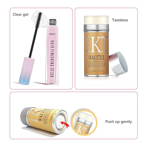 Miniatura 5 de Juego de varillas de cera para el cabello (3 piezas)  Control de bordes, palo de peinado para cabello y pelucas de bebé, fijación de encrespamiento