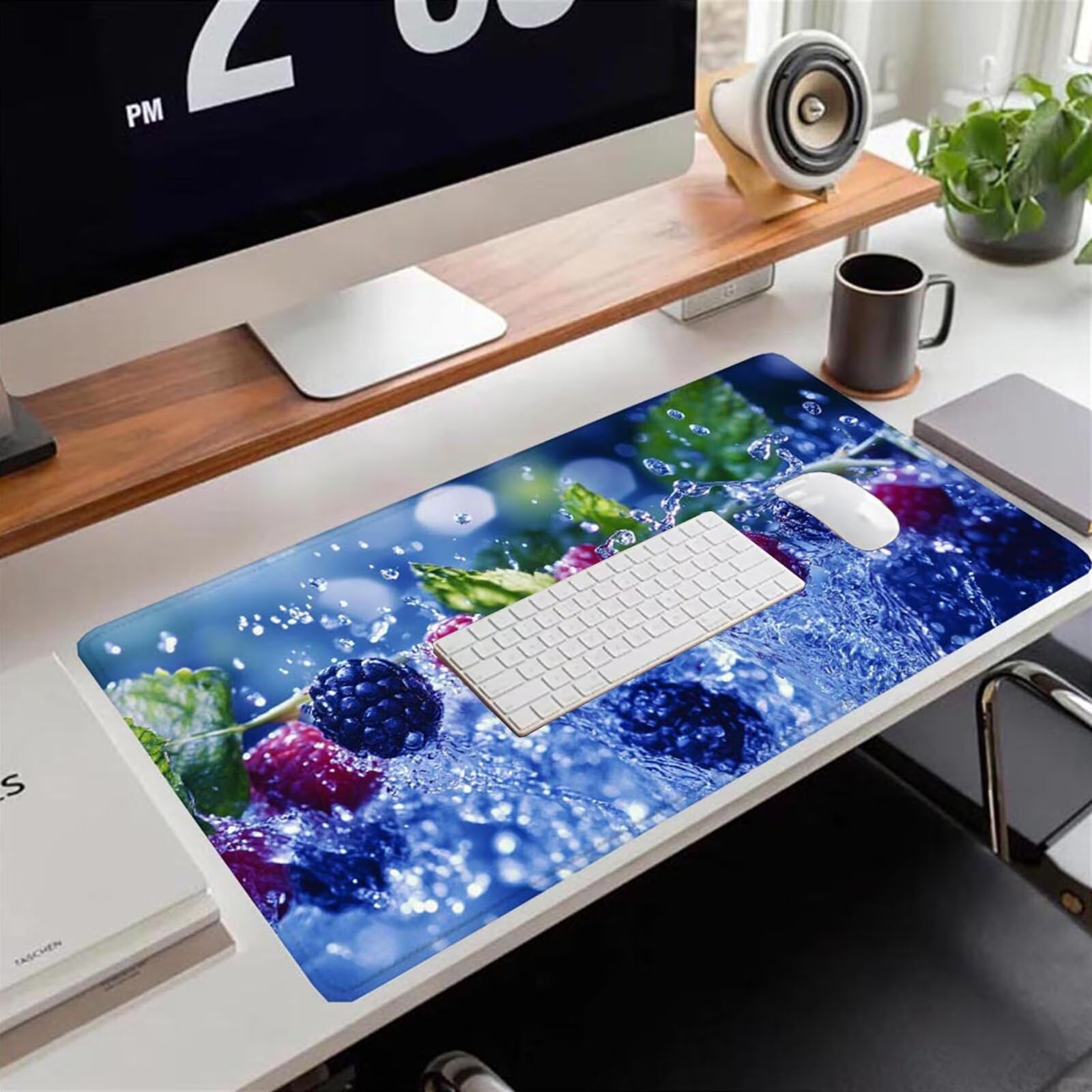 Gamingowa podkładka pod mysz 1200 x 600 x 3 mm, XXL, wodoszczelna, odporna na ścieranie, z przyszytymi krawędziami, niebieska, podkładka na biurko, poprawia prędkość i precyzję, do komputera, laptopa