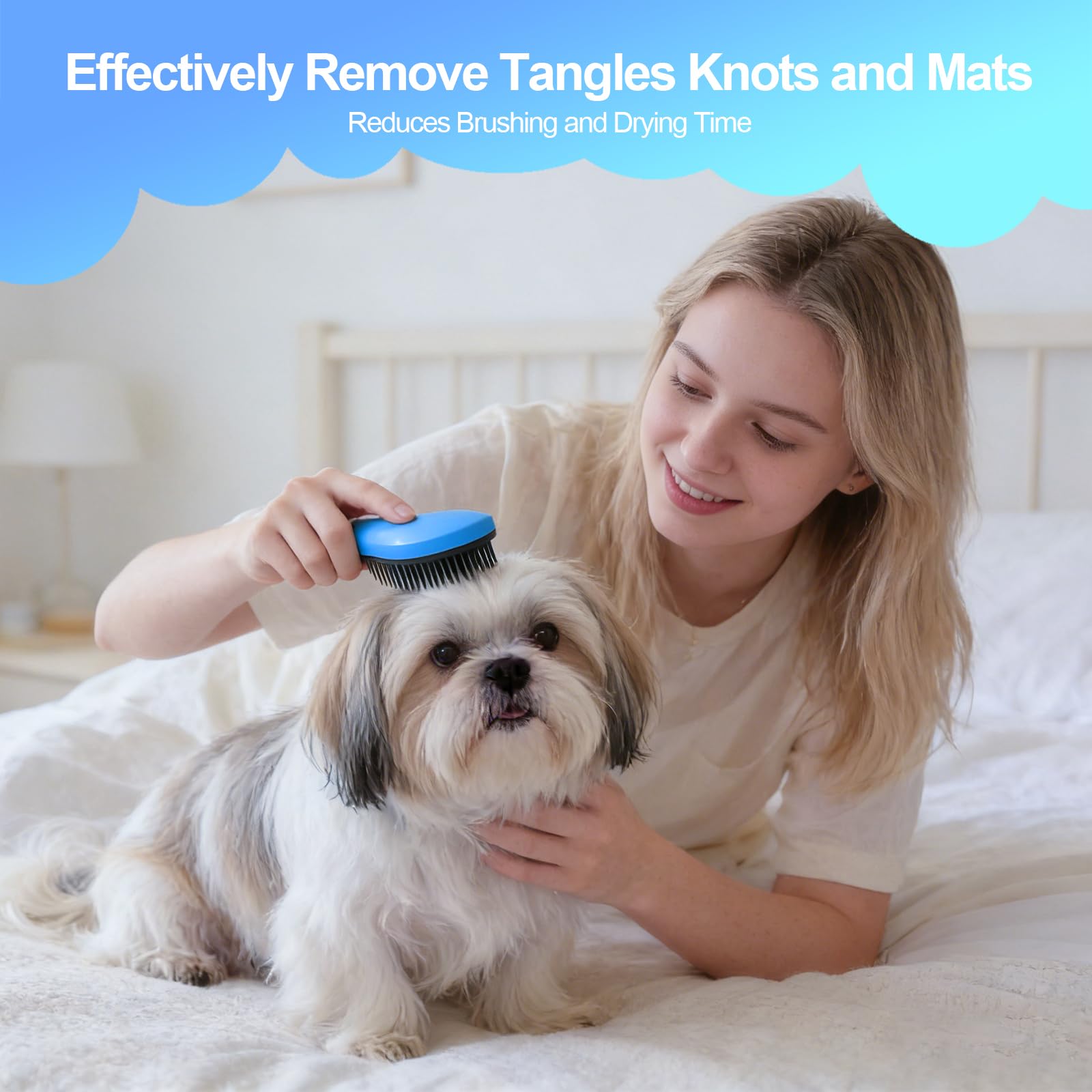 Small Dog Brush- Grooming Tool for Teddy, Yorkies, Maltese, Shih Tzu, Chihuahua - Puppy Hair Brush (Blue) - image 7