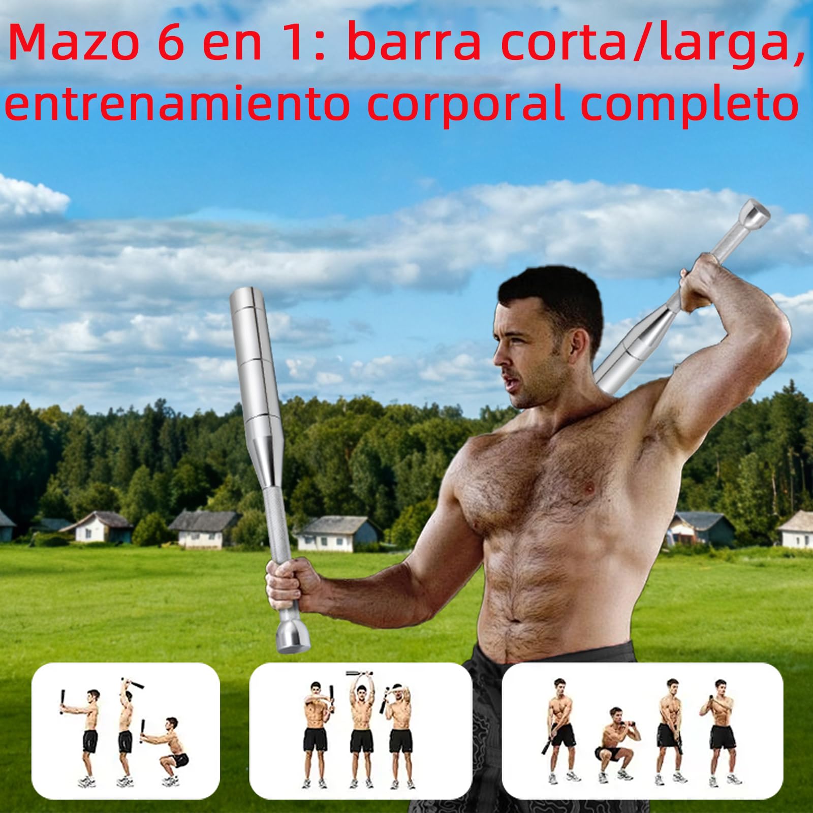 Verstellbare Keule 3-8 kg, 6-in-1 Multifunktionaler Trainingsstab/Kurzhantel für Home Gym, Platzsparende Hantelstange für Krafttraining, Muskelaufbau & Rehabilitation für Anfänger und Profis