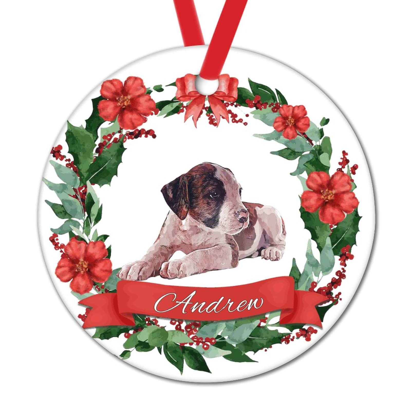 Corona de Navidad para perro, adornos de Navidad para cachorros, decoraciones de Navidad personalizadas para perro, Golden Retriever, adorno redondo de cerámica