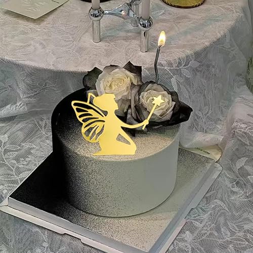 Miniatura 8 de 11 adornos dorados para tartas de hadas, flores de ángel, decoración de pastel de cumpleaños de hada de ballet, decoración para cumpleaños, boda,