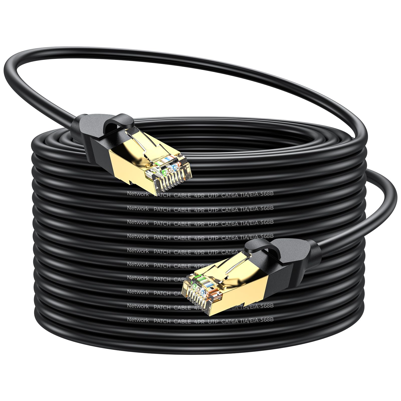 Cable Ethernet de 50 m, cable Ethernet Cat6 de alta velocidad, 1000 mbps, 250 MHz/s, cable LAN RJ45 negro, cable de red adecuado para routers, computadoras, módem, interruptor, juegos, panel