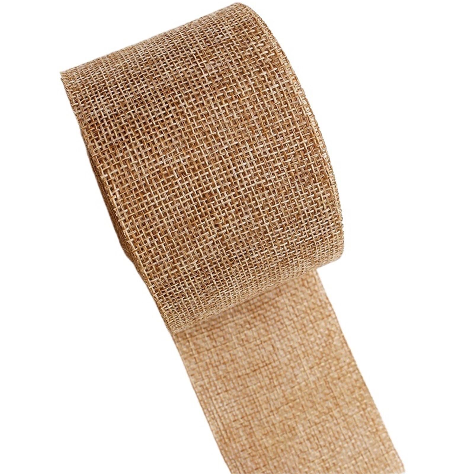 Burlap Roll 10M/Rolls Burlap Wired Ribbon Roll 5cm Wide Colorful Weave Jute for DIY Craft Wrapping Decor(09 Natural Color)