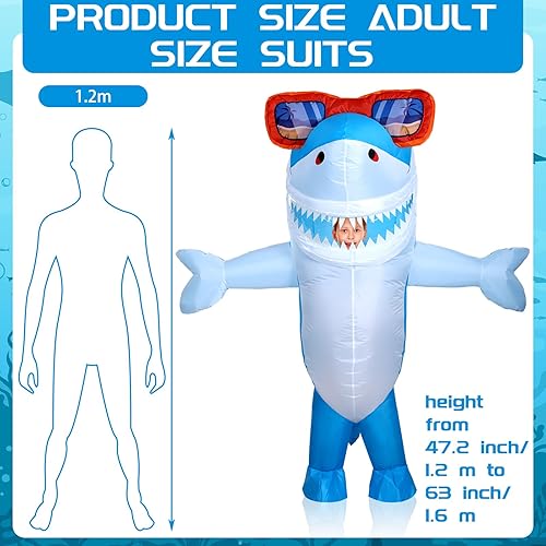 Miniatura 2 de Foaincore Disfraces inflables de tiburón de Halloween para adultos y niños, divertidos disfraces de Halloween, disfraz de tiburón inflable para