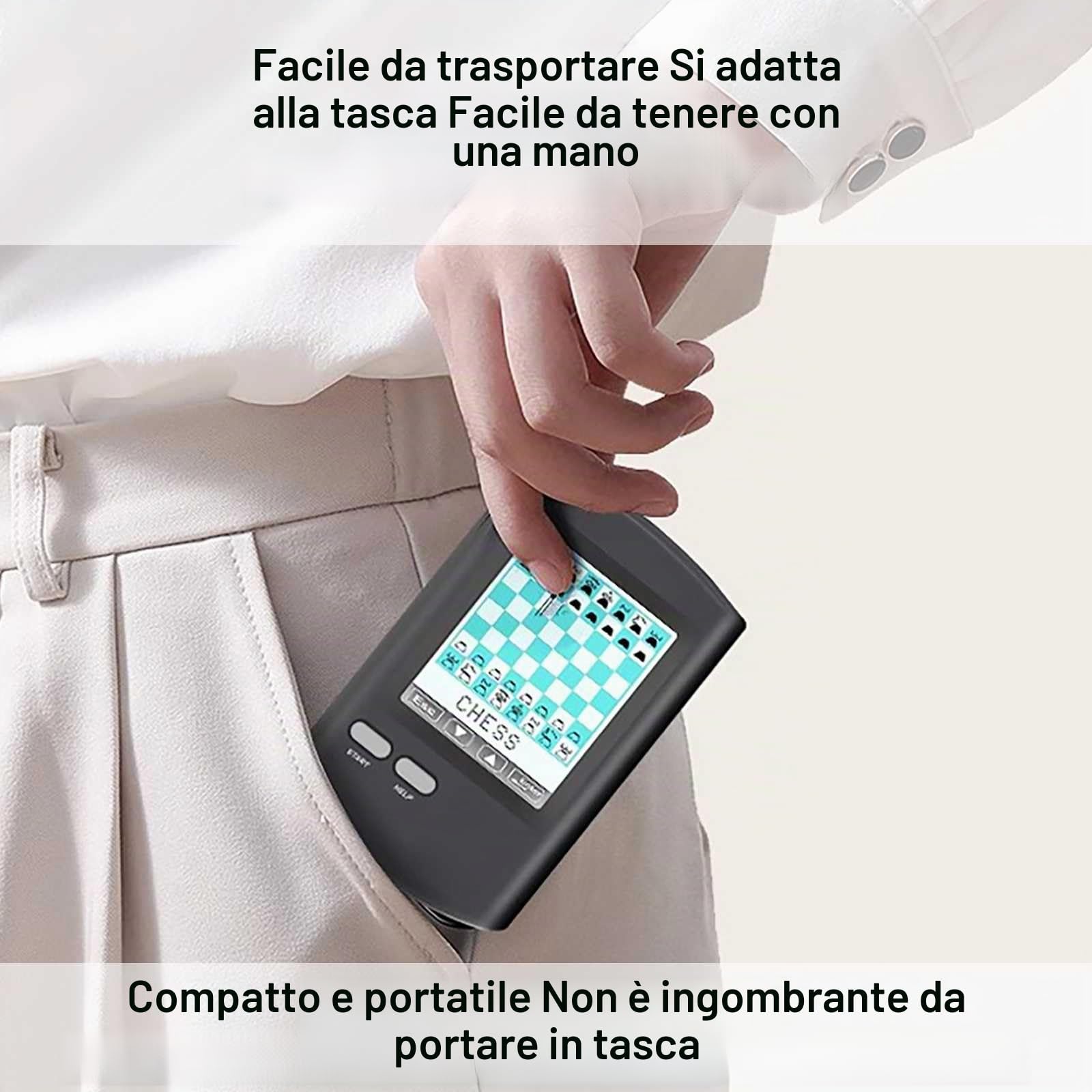 Palmare Scacchiera Elettronica Intelligente,Scacchiere Elettroniche Mini Basato sul Tatto Gioco Uomo-Macchina Molteplici modalità di Gioco,Chess HD Portatile