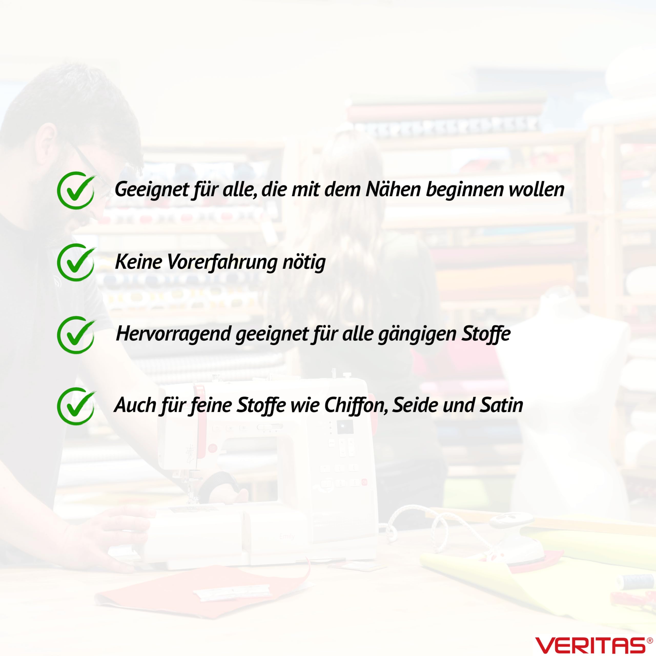 VERITAS Claire Computer-Nähmaschine mit LCD-Display – 197 Stiche inkl. Alphabet & Zahlen, viele Automatikfunktionen, Freiarm, Fußpedal, Memory-Funktion, Testsieger Note 1,1 (02/26)