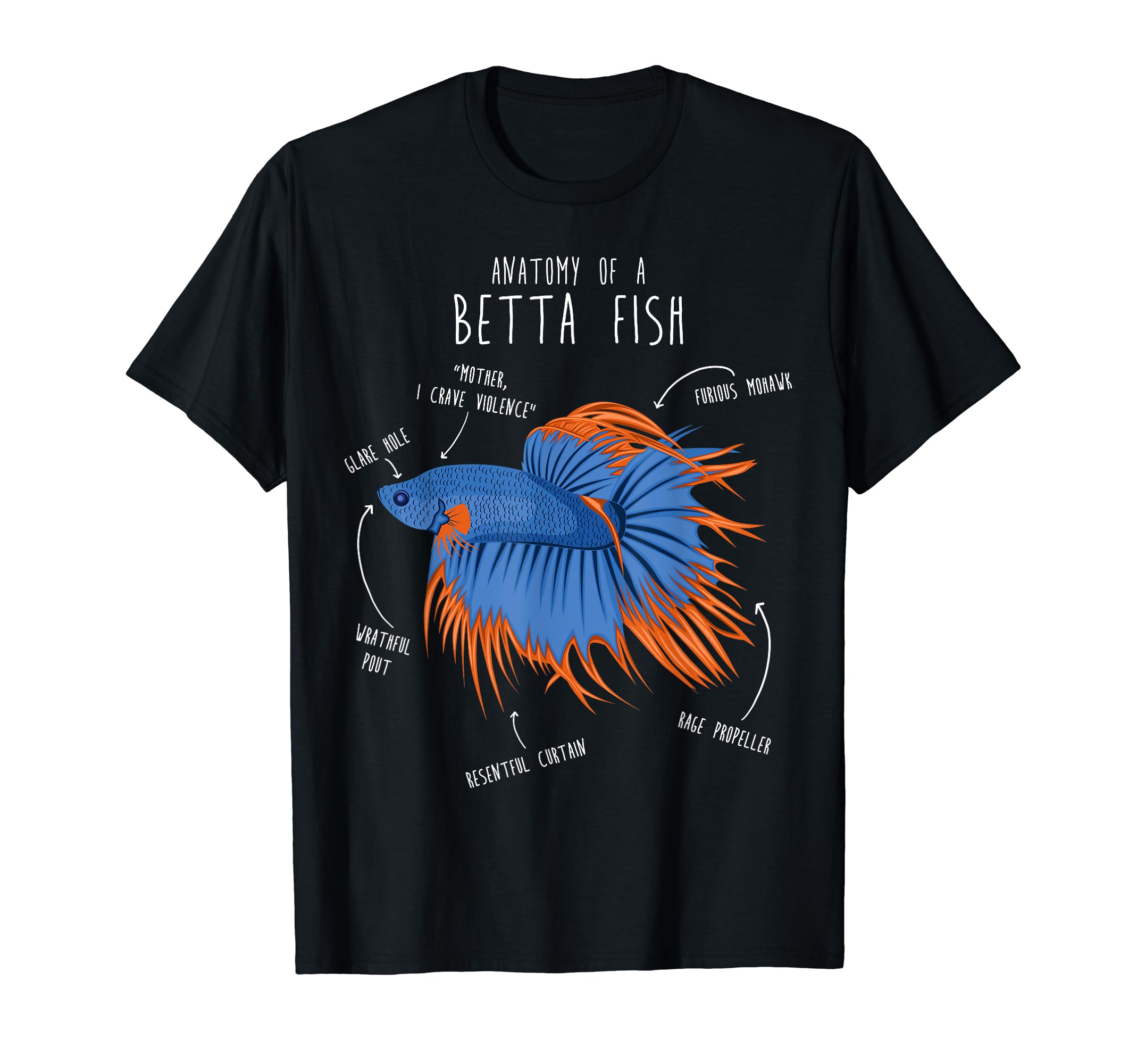 Betta Fish Siamese Fighting Fish Anatomy, Funny Aquarium Pet T-Shirt