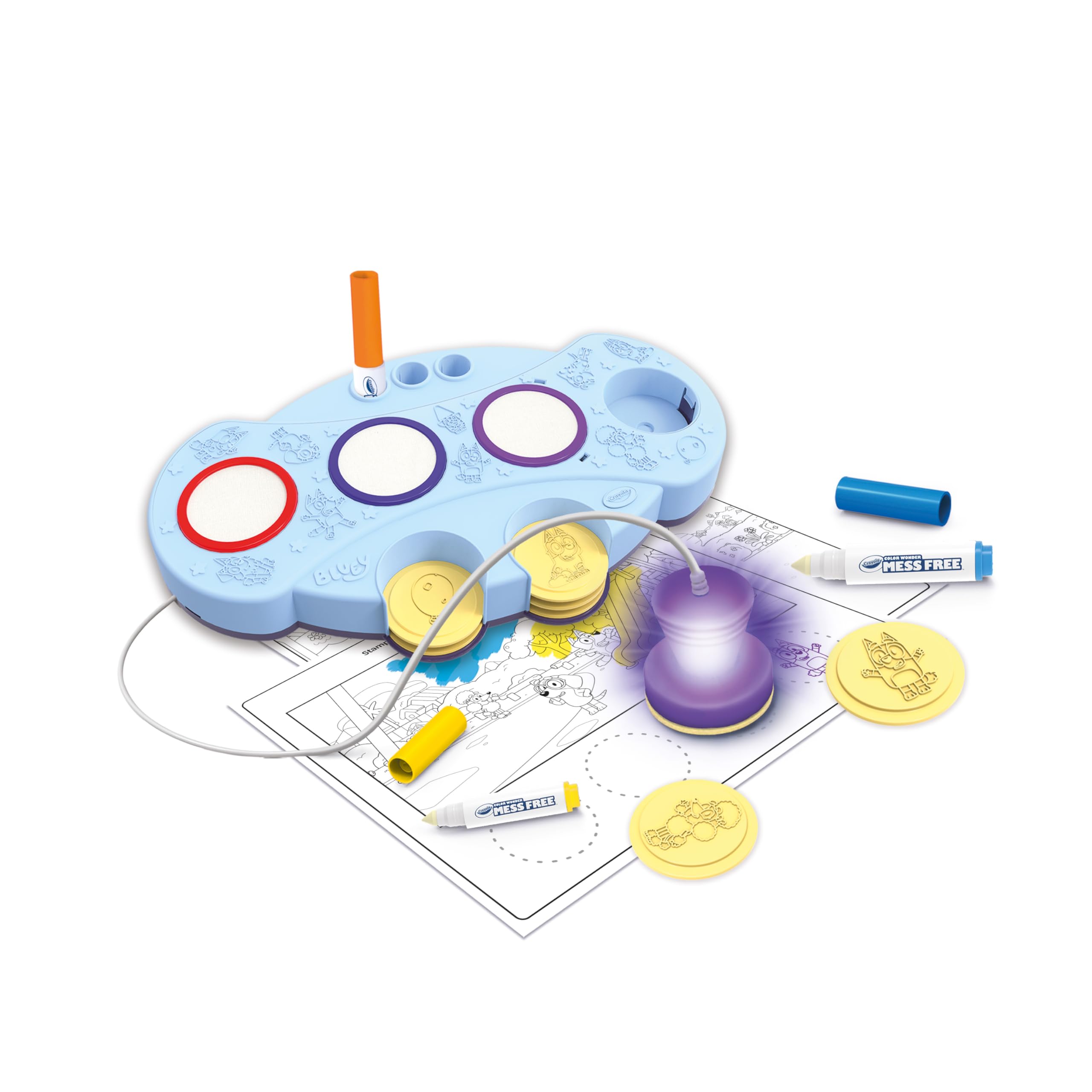 Crayola - Color Wonder Magic Light Brush Bluey, vlekvrije verfset, creatieve activiteit en cadeau voor kinderen vanaf 3 jaar, 75-7195
