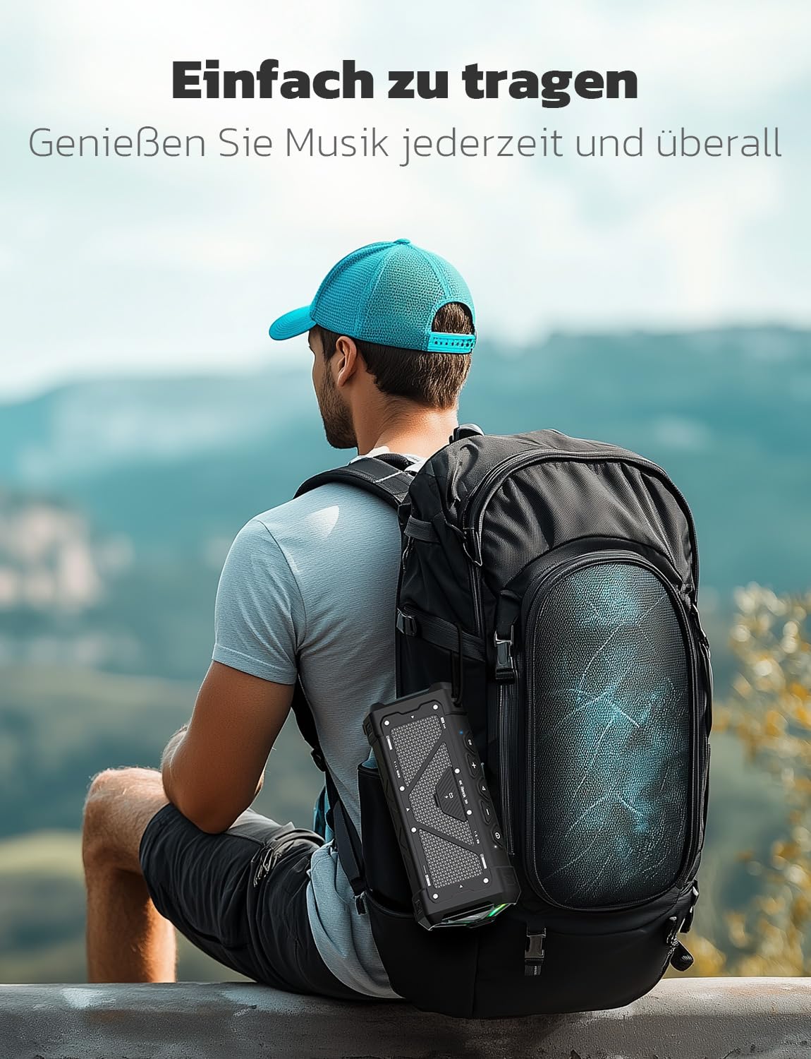 RIENOK S11 Bluetooth Lautsprecher 30W Musikbox mit EQ Modus USB IPX7 Bluetooth Box 24h Akku Tragbarer Lautsprecher mit Licht Bass für Phone Party Outdoor Strand Park Fahhrad