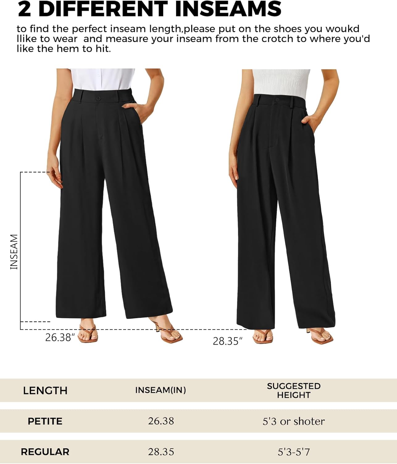 Buauty Womens Wide Leg Pants High Stretchy Waisted Dress Pants Business Casual Work Trousers Dressy Outfits with Pockets - Image 7