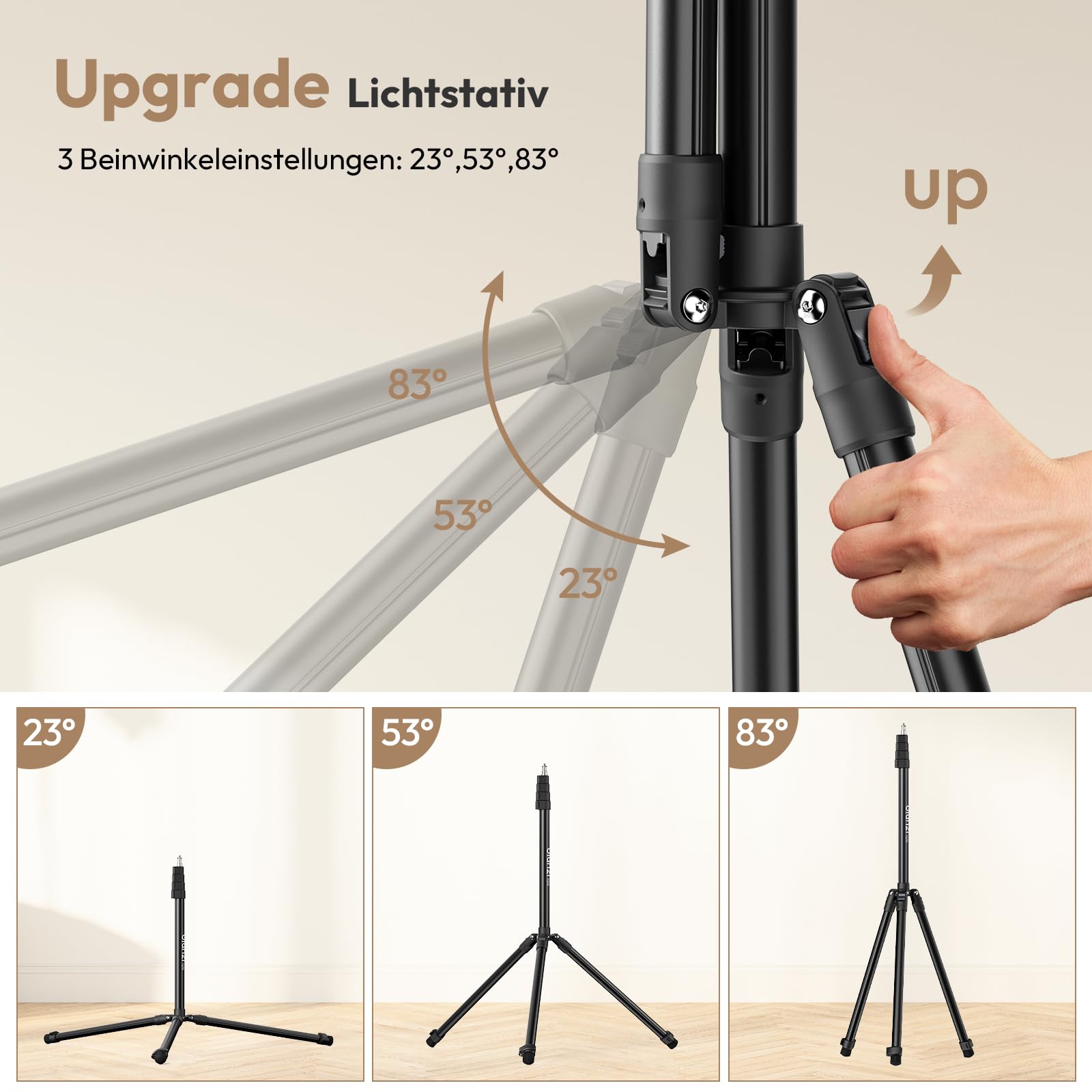 Ulanzi T270 270cm Lichtstativ, Aluminium Lampenstativ, Tragbares Stativ Kamera,Belastbar bis 6kg,Höhenverstellbares Lichtstativ, 1/4" Schraube Stativ Licht für Fotografie,Studiolicht,Ringlicht,Softbox