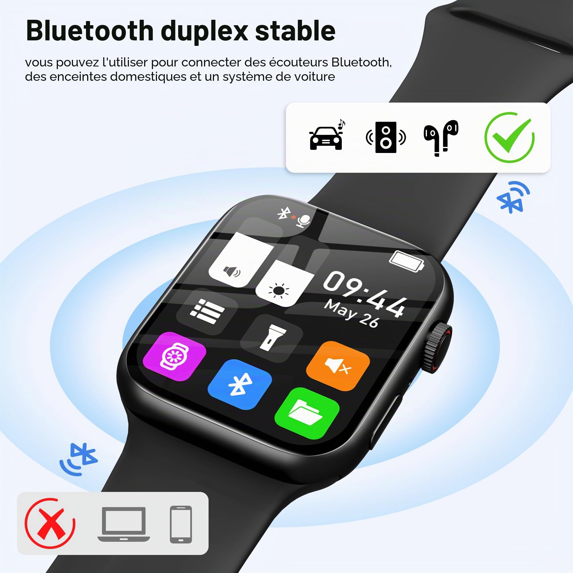 SWOFY Lecteur MP3 32GB Bluetooth 5.3, Écran Tactile, Bracelet Sport – Enregistrement HiFi, Traceur de Fitness, pour Course/Salle de Gym (Noir)